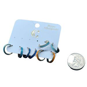 Charming Charlie Set Of 6 Hypoallergenic Colorful Enamel Hoop Earrings For Women